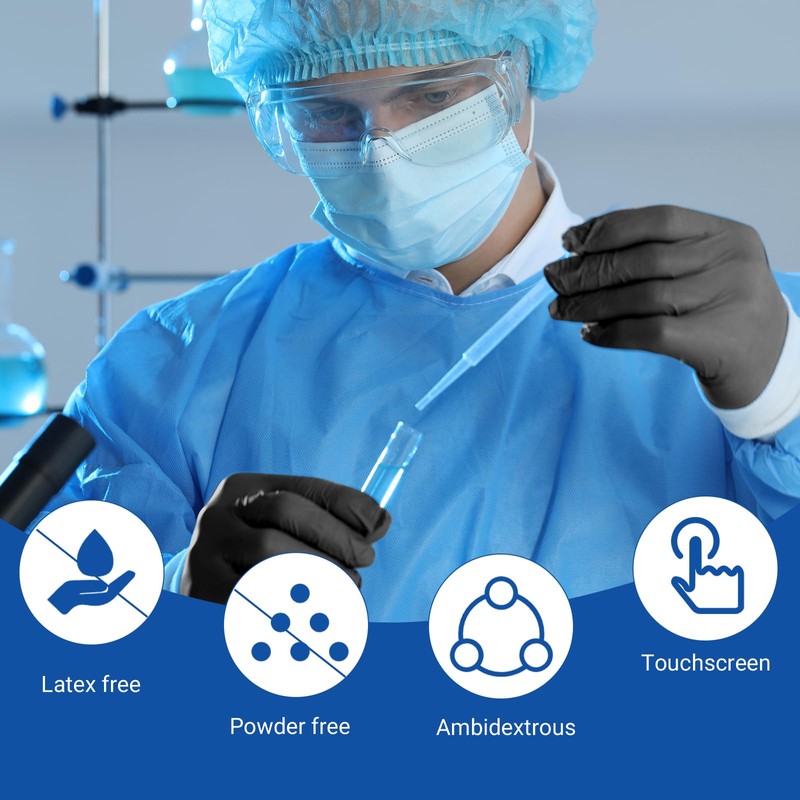 JMU JMU Black Nitrile Gloves 200/Box, 3.5Mil Disposable Nitrile Exam