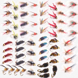 JasCherry Fishing Flies, Artificial Bait, Fly Bait, Fly Fishing Bait with Waterproof Box, Perfect for Fishing, Perch, Trout, Cod, Fishing Accessories