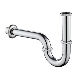 ROVOGO P Trap 1-1/4" for Bathroom Sink, Stainless Steel P Trap Kit with Slip Joint, Tailpiece, Outlet Pipe and Flange, 1.25 in. Connection, Chrome