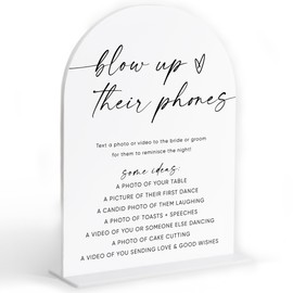 Blow Up Their Phones Sign, White Arch Acrylic Wedding Sign, I Spy Wedding Game, Bridal Shower Decor, Engagement Party Decor, Centerpiece Table Decorations Party for Bride and Groom-22