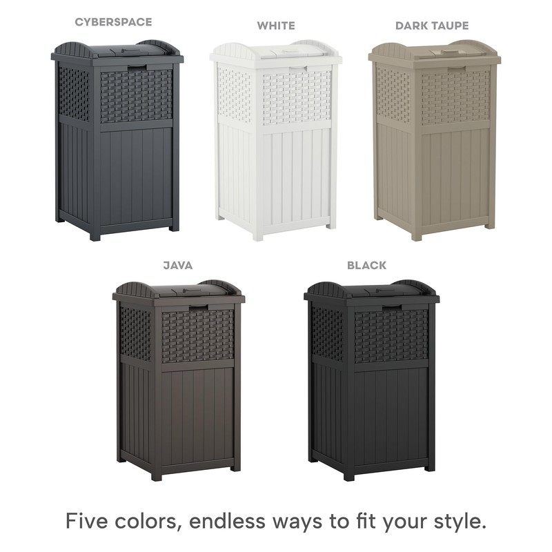Suncast 33 Gallon Commercial Outdoor Trashcan Hideaway with Lid for