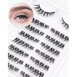 Onlyall Lash Clusters Pre-styled Natural Lashes Eyelash Extension Individual Lashes C Curl Eyelash Clusters Wispy Lash Clusters DIY Lash Extensions CN-6