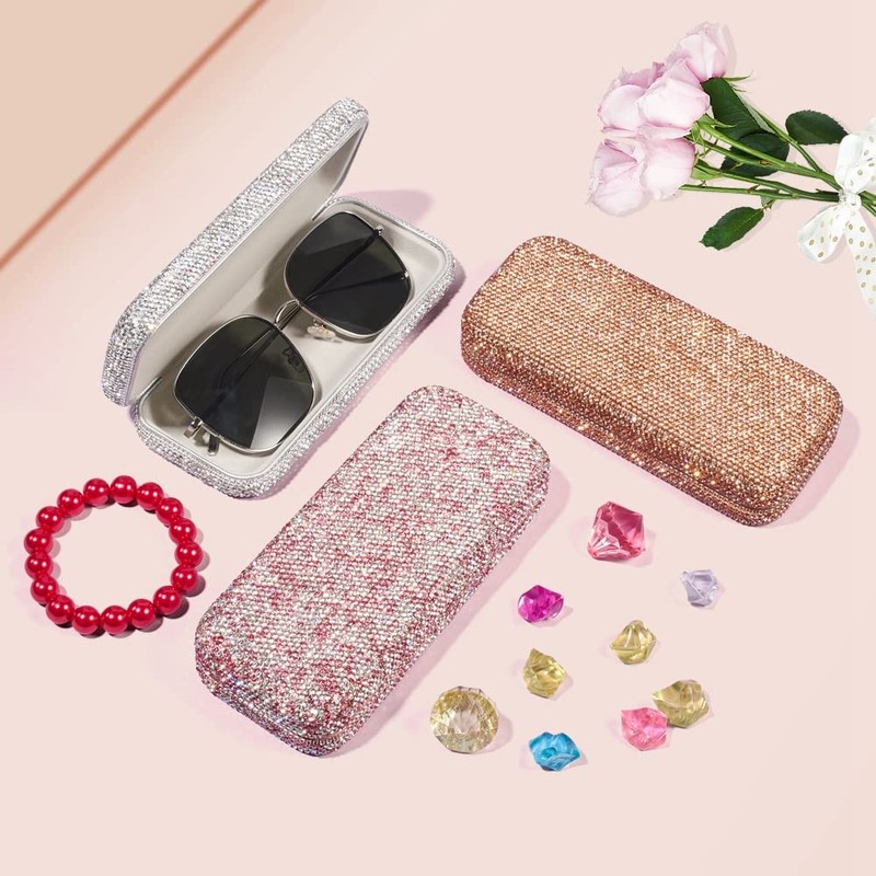 Blueshyhall Sunglasses Case Hard Case Glitter Bling Glasses Case with