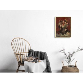 Wieco Art Framed Canvas Wall Art Vase with Chinese Asters and Gladioli by Van Gogh Oil Paintings Modern Abstract HD Canvas Prints Flowers Artwork Pictures for Living Room Wall Decor