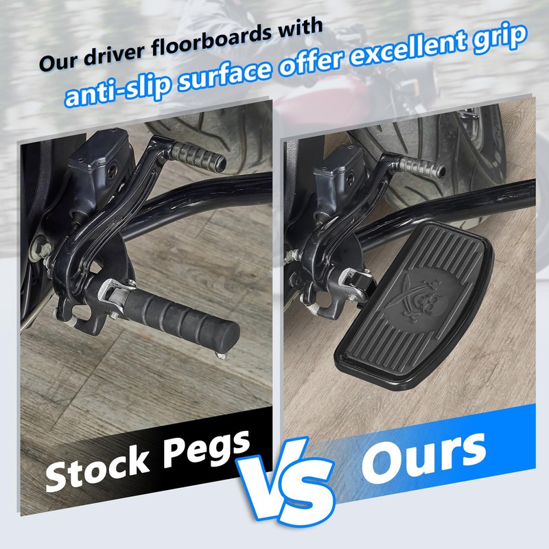 BAKAFOH D-shaped Driver Footboards Front Rider Foot Rest Floorboards for