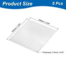 sourcing map 5 Pcs Zinc Sheets, 99.9% High Purity Zinc Plate 0.02"x4"x4"(0.5x100x100mm) Metal Zinc Foil Zinc Anode Strip for Science Lab Industry DIY Craft