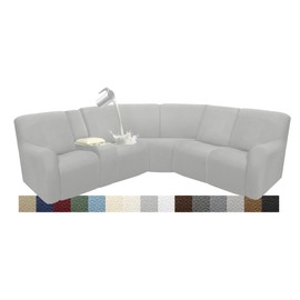 ROFASVCO Reclining Sectional Couch Covers L Shape Waterproof Washable Recliner Sofa Cover for L Shaped Sectional Super Stretch Soft Corner Recliner Slipcovers (5 Seater 1 Console Cover, Silver Gray)