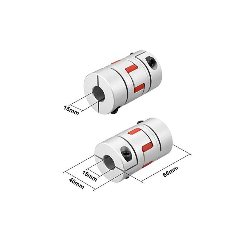 sourcing map Shaft Coupling 15mm to 15mm Bore L66xD40 Flexible