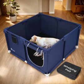 Duckygoo Whelping Box for Dogs - 50"L*50"W*25"H Dog Whelping Play Pen for Puppies,Pet Whelping Box Overall 600D Oxford Fabric with Absorbent Whelping Pad,Dog Birthing Box for Large Medium Small Dogs
