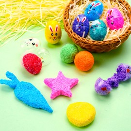 JOYIN 12 Pcs Easter Prefilled Eggs with Foam Squishy Toy, Cute Foam Stress Reliever Squishy Toy Fillers for Easter Egg Hunt, Basket Stuffer, Kids Party Favor, DIY Arts Crafts, Classroom Prize Supplies