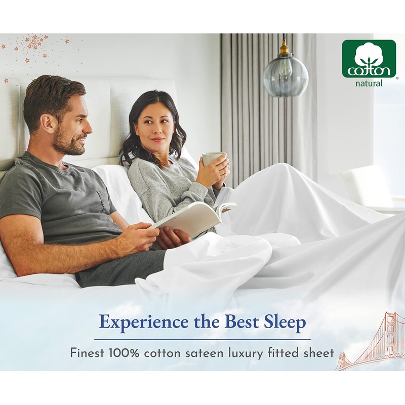 Super King Size Fitted Sheets, Soft 100% Cotton 400 TC