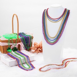 JoyGala 24PCS Bulk Parade Beads - Colorful Mardi Gras Bead Necklaces for Kids & Adults - Party Decorations & 33" Festival Parade Throw Accessories Bulk Beads for Wedding, Birthday (24, 6 Colors)