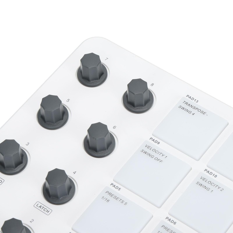 MIDI Controller, RGB Drum Pads 360° Rotating Knobs, 16 Pads,