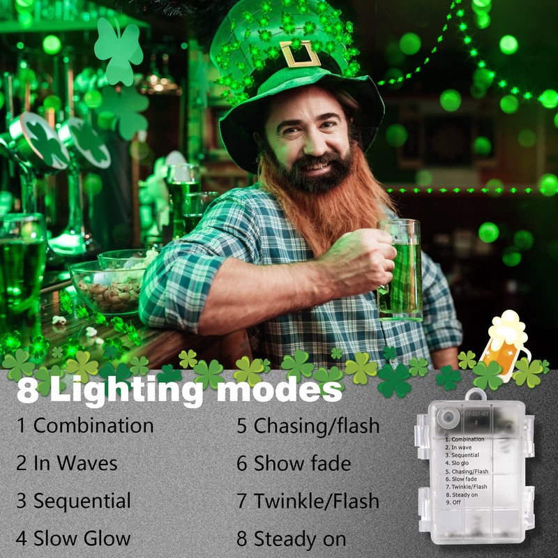 NewKoor St Patricks Day Decorations Lights - 2 Pack Battery