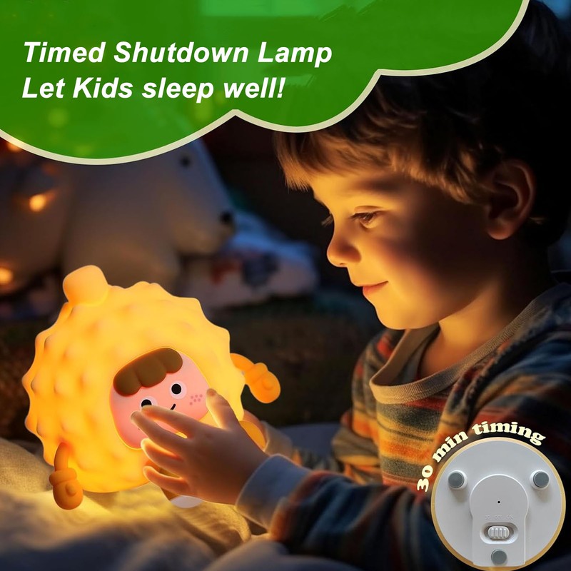 Toddlers Night Lights USB Rechargeable Warm Light Timer Cute Durian