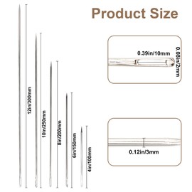 5 PCS Professional Upholstery Needle, 4"/6"/8"/10"/12" Long Sewing Needles, Large Eye Hand Sewing Needles, with Needle Storage Tube, for Repair Stitching and Crafting Projects