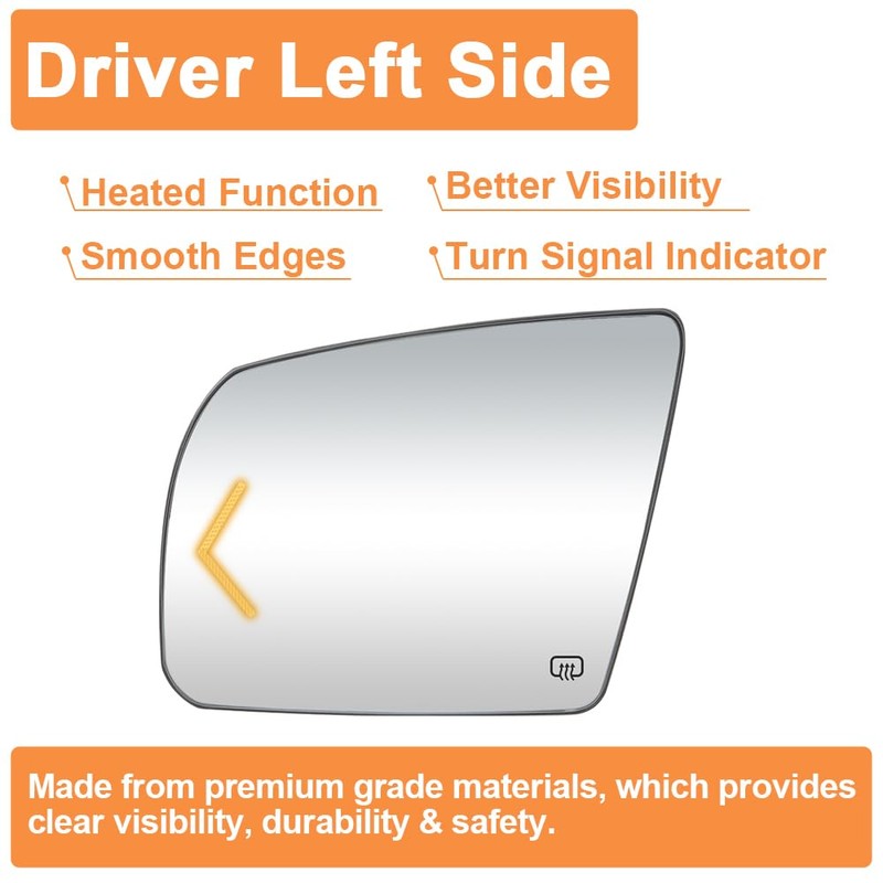 Senzeal Driver Side Heated Mirror Glass Replacement with Turn Signal