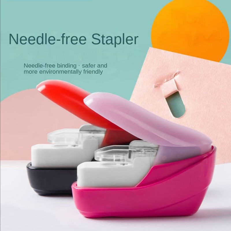 Staple-less stapler, mini cute book manual stapler machine for brochures,