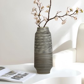 GDSZJLJ Ceramic Farmhouse Rustic Vase,13.4 Inch Large Pottery Vintage Tall Floor Vases for Living Room Entryway Table Centerpiece Decor,Boho Decor Terracotta Vase for Wedding Housewarming Gift