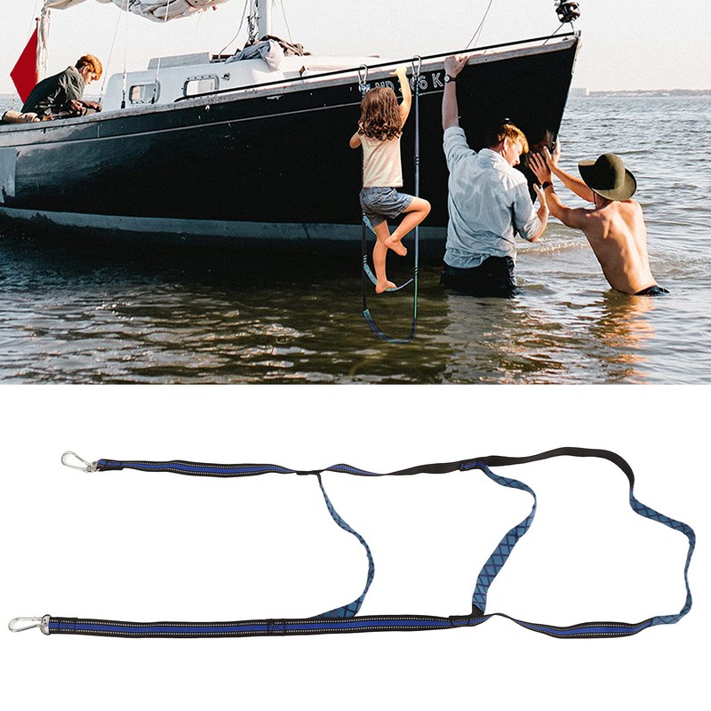 Marine Boat Rope Ladder Boarding Steps with Hooks Nylon Blue