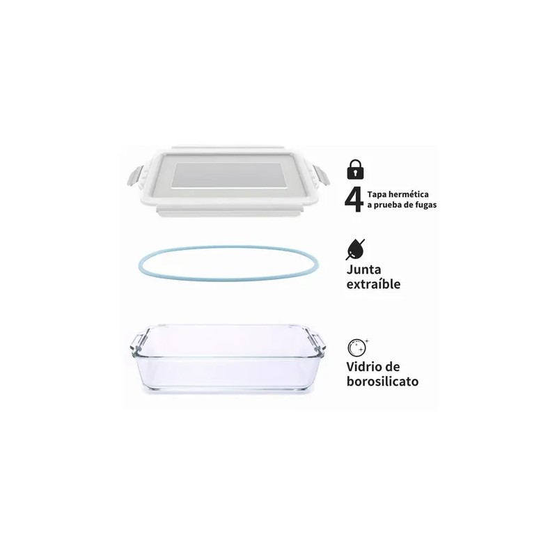 Refractario Bandeja Para Hornear 2.2l Y 2contenedores 370ml