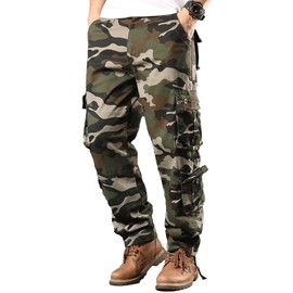 BAYAMO Mens Camo Cargo Pants Military Fatigue BDU Pant Hunting Combat Work Hiking Casual Pants with 8 Pockets (Camo Khaki,38)