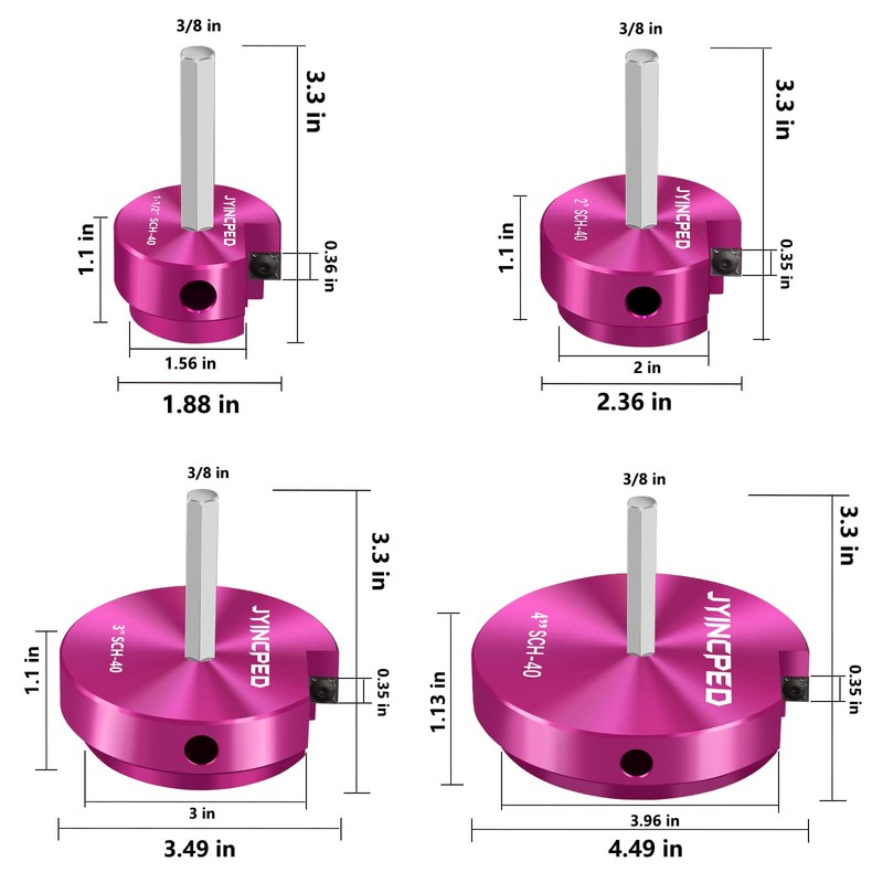 4 Pcs PVC Reamer Kit,Fitting Saver PVC Pipe Reamer Socket