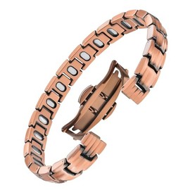 Jeracol Kupferarmband für Frauen - 5000 Gauss Starke Magnete, Upgrade Schmetterlingsverschluss, Verstellbares Werkzeug & Raffinierte Geschenkbox - Magnetarmband für Frauen für Wellness & Stil