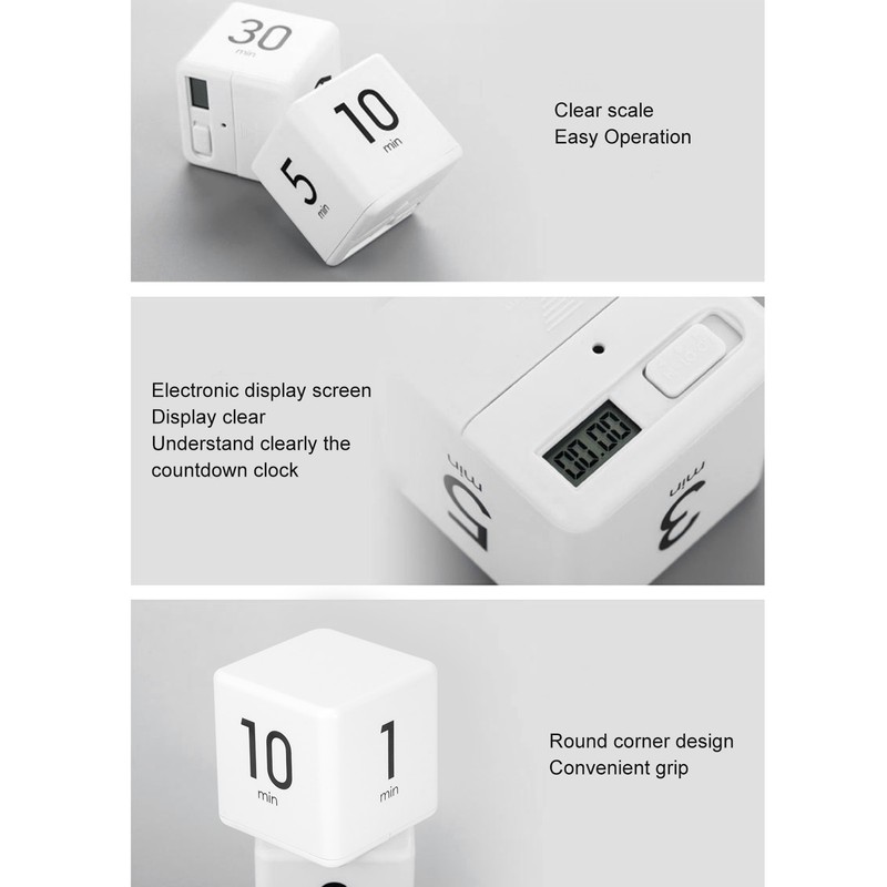 Gravity Sensor Cubic Digital Timer with Display Time Management for