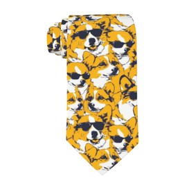 NiuKom Corgi Cool Yellow Ties for Men Cool Necktie Great For Groom, Missions, Dances,Work, Party, Dance, Gift