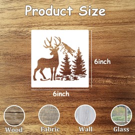 25 Pcs Forest Animal Wood Burning Stencils for Painting 6" Reusable Bear Deer Wildlife Mountain Pine Tree Stencils for Wood Fabrics Wall DIY Crafts (Animal 01)