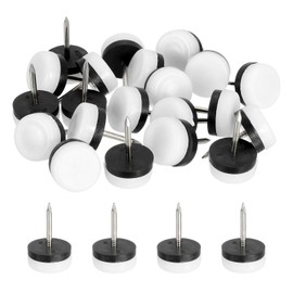 sourcing map Nail on Furniture Sliders, 40Pcs Plastic Chair Glides Nail in Chair Leg Floor Protectors Round Chair Table Feet Leg Pads for Hardwood Floors (White, 20mm/0.79")