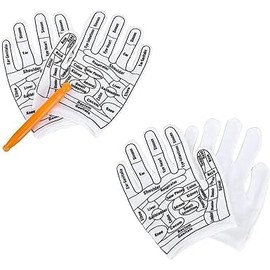 1Set of Reflexology Gloves Hand Pointed Reflexology Tool Print Mittens Massage Tools and Equipmen for Correctly Stimulating Hand Acupoints Massa