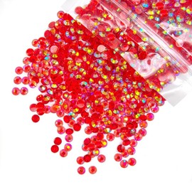 qiipii 2700PCS 4mm Transparent Dark Red AB Resin Rhinestones Clear Siam Red Flatback Jelly Stones Bulk SS16 Diamonds Crystals Gems Charms Supplies for Nails Face Eyes Makeup Tumblers Crafts Clothes