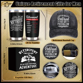 JTAMOHI Retirement Gifts for Men 2025, Cool Retirement Gifts, Funny Happy Retired Gifts Basket for Coworker, Teachers, Boss, Friends, Dad, 20 Oz Tumbler Best Retirement Gifts Set