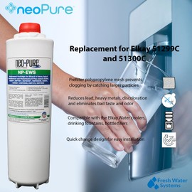 Neo-Pure NP-EWS Elkay Compatible Replacement Filter for the Elkay 51299C, 51300C and WSF6000R and Halsey Taylor 55898C - Single
