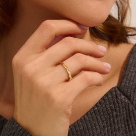 Goldegg Stackable Gold Rings for Women, 14K Gold Plated Cubic Zircon Twisted Rope Eternity Rings Wedding Bands Jewelry Gifts for Women(7)