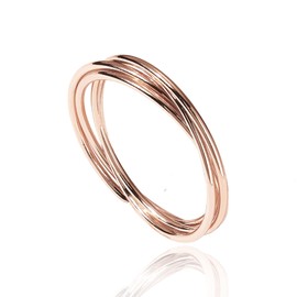 PAVOI 14K Plated Interlocked Rolling Anxiety Ring for Women and Men| Fidget Ring for Women | Stacking Ring | Gold Ring for Women, 8, Rose Gold, No Gemstone