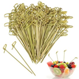 200pcs Bamboo Cocktail Picks Toothpicks,Cocktail Sticks,Natural Bamboo Knot Skewers,Mini Food Sticks,Bamboo Skewers,Fancy Tooth Picks for Food Decoration Skewers Cocktail Drinks Fruit Parties (12cm)