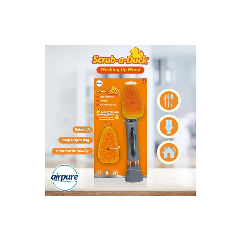 airpure Scrub-a-Duck Washing Up Wand | Soap Dispensing | Refilable