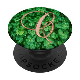 C Pink Clover Shamrock 4 Leaf Plant Initial Monogram Letter
