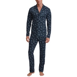 CALIDA Relax Swiss Resort Men's Buttoned Pyjamas 100% Cotton, Dark Sapphire, 50