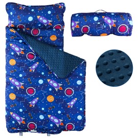 Toddler Nap Mat with Removable Pillow and Blanket, Sleeping Bag for Kids, Lightweight and Soft Slumber Bags for Preschool, Sleeping Mats for Daycare Sweat Absorbing and Breathable