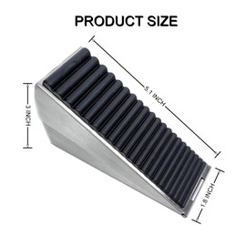 Large Door Stops, Heavy Duty Adjustable Spring Loaded Door Wedge for Residential and Commercial Use, Strong Door Stop Fit Up to 2.5 inch Gap, Stainless Steel and Rubber Stopper (Silver 2 Packs)