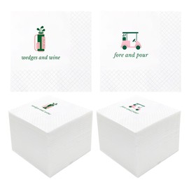 Geloar Funny Golf Cocktail Napkins (Wedges And Wine & Fore And Pour)