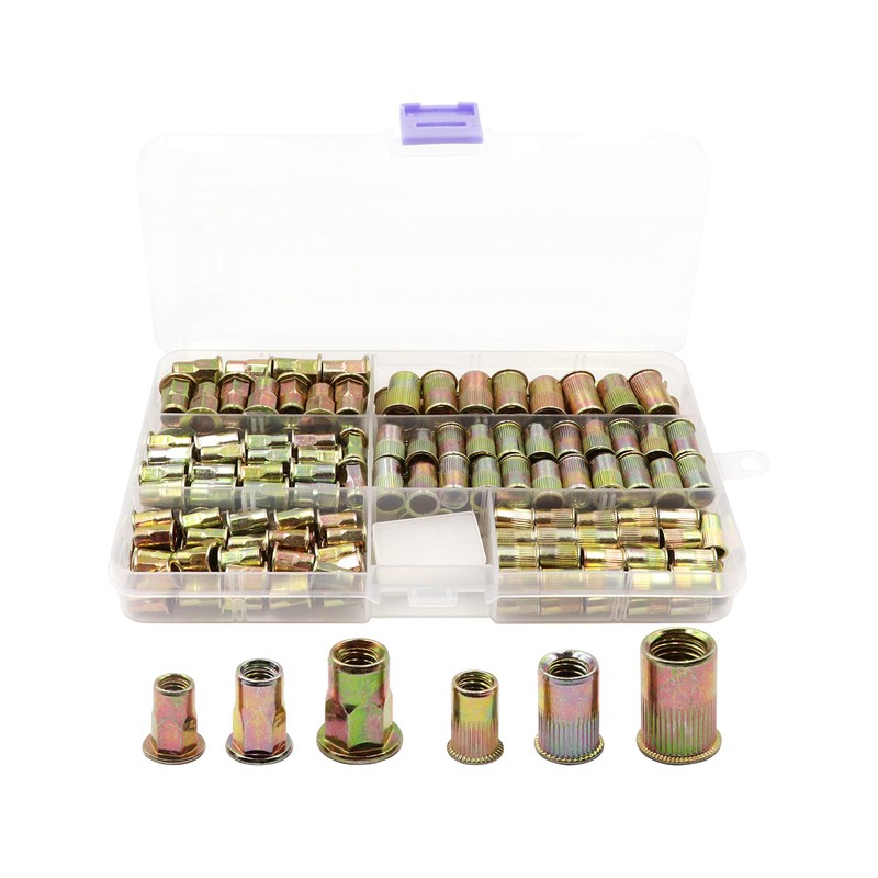LBY 170pcs Carbon Steel Rivet Nuts,M4/5/6 /8 Thread Insert Nutsert