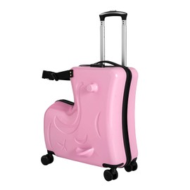 SNKOURIN Kids Luggage, 20 Inch Children's Ride On Trolley Luggage, Kid's Trolley Suitcase with Universal Wheels and Password Lock, Kid Rolling Carry On Luggage (Pink, 20 Inch)