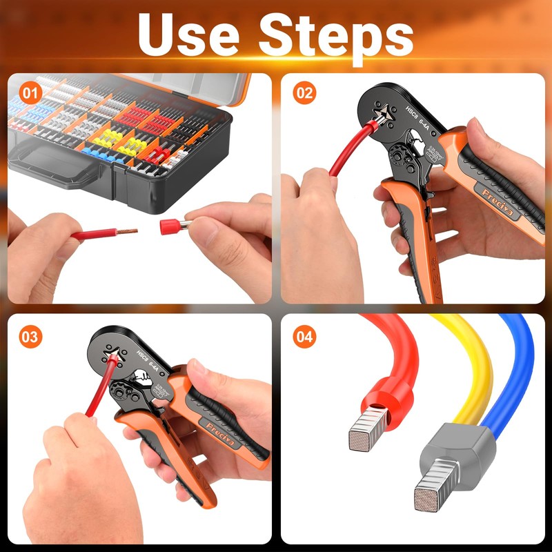 Preciva Ferrule Crimping Tool Kit with Portable Suitcase, Square Crimping