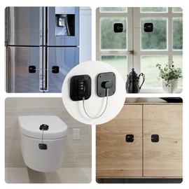 Cupboard Lock, Password Lock for Refrigerator Cabinets and Drawers, Easy Install, No Keys Needed (Black-1Pack)