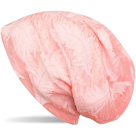 styleBREAKER Beanie Hat with Woven Feather Pattern, Slouch Long Beanie, Unisex 04024130, apricot